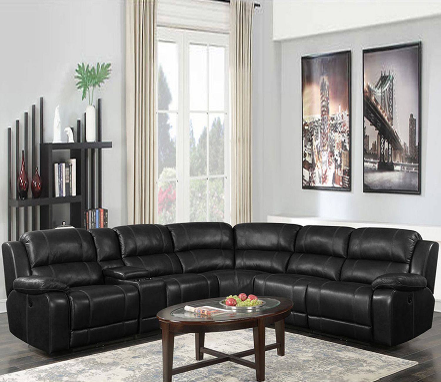 Buy Chesteron Leatherette 6 Seater Recliner Sofa Set (Black) Online In  India At Best Price – Modern Leather Sofa Sets – Living Room Furniture –  Furniture – Wooden Street Product For Sofas In Black (Photo 10 of 15)