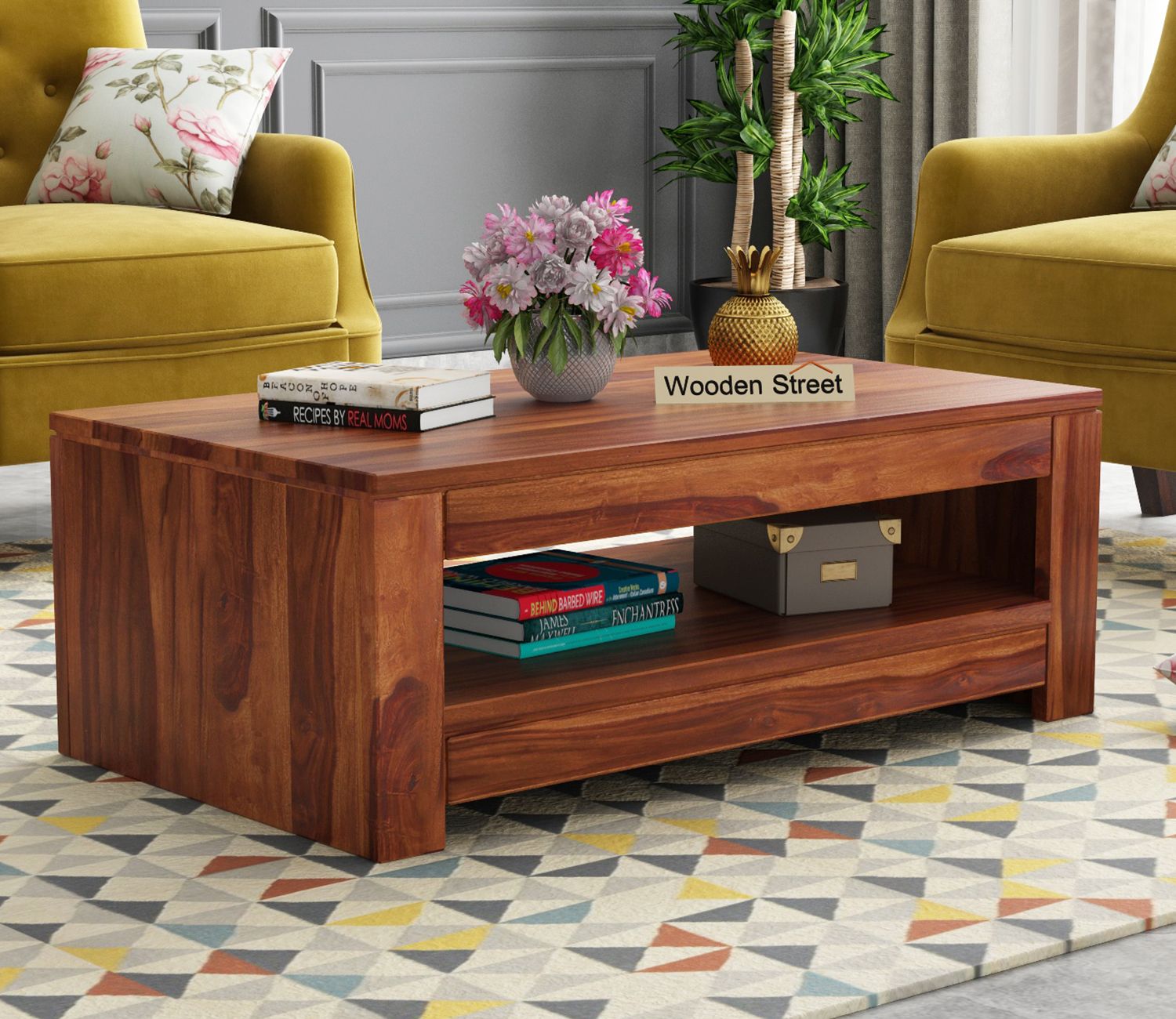 Buy Fager Sheesham Wood Coffee Table With Open Shelf Storage (Honey Finish)  Online In India At Best Price – Modern Coffee And Center Tables – Tables –  Living Room Furniture – Furniture – Wooden Street Product Within Modern Wooden X Design Coffee Tables (Photo 5 of 15)