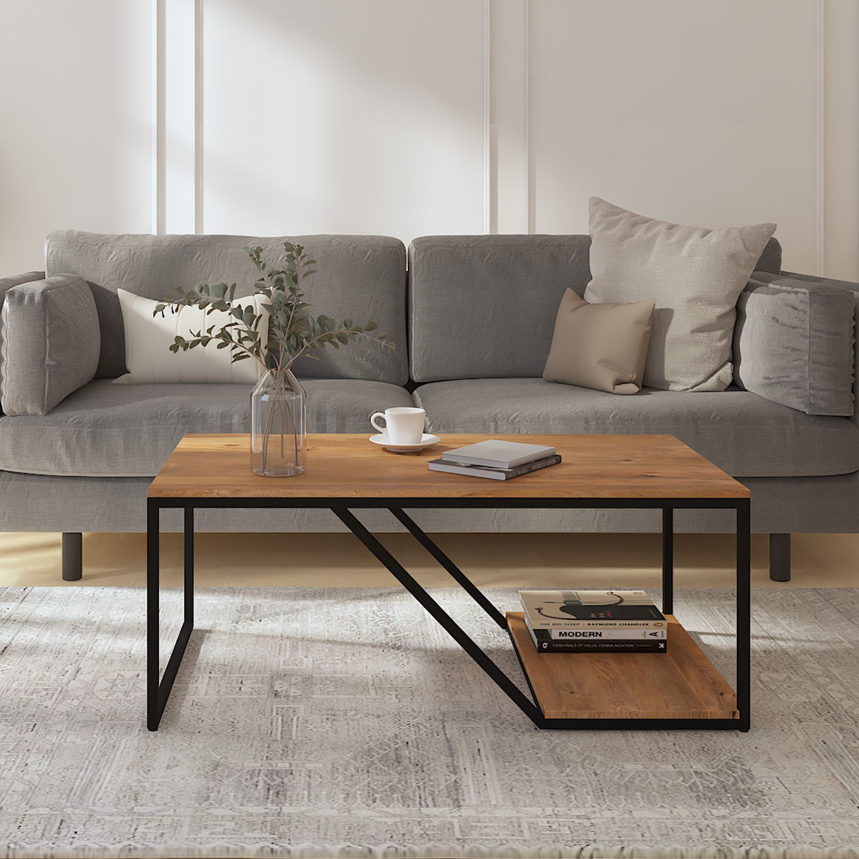 Buy Letty Iron And Mango Wood Coffee Table Online In India @Upto 55% Off With Modern Wooden X Design Coffee Tables (View 9 of 15)
