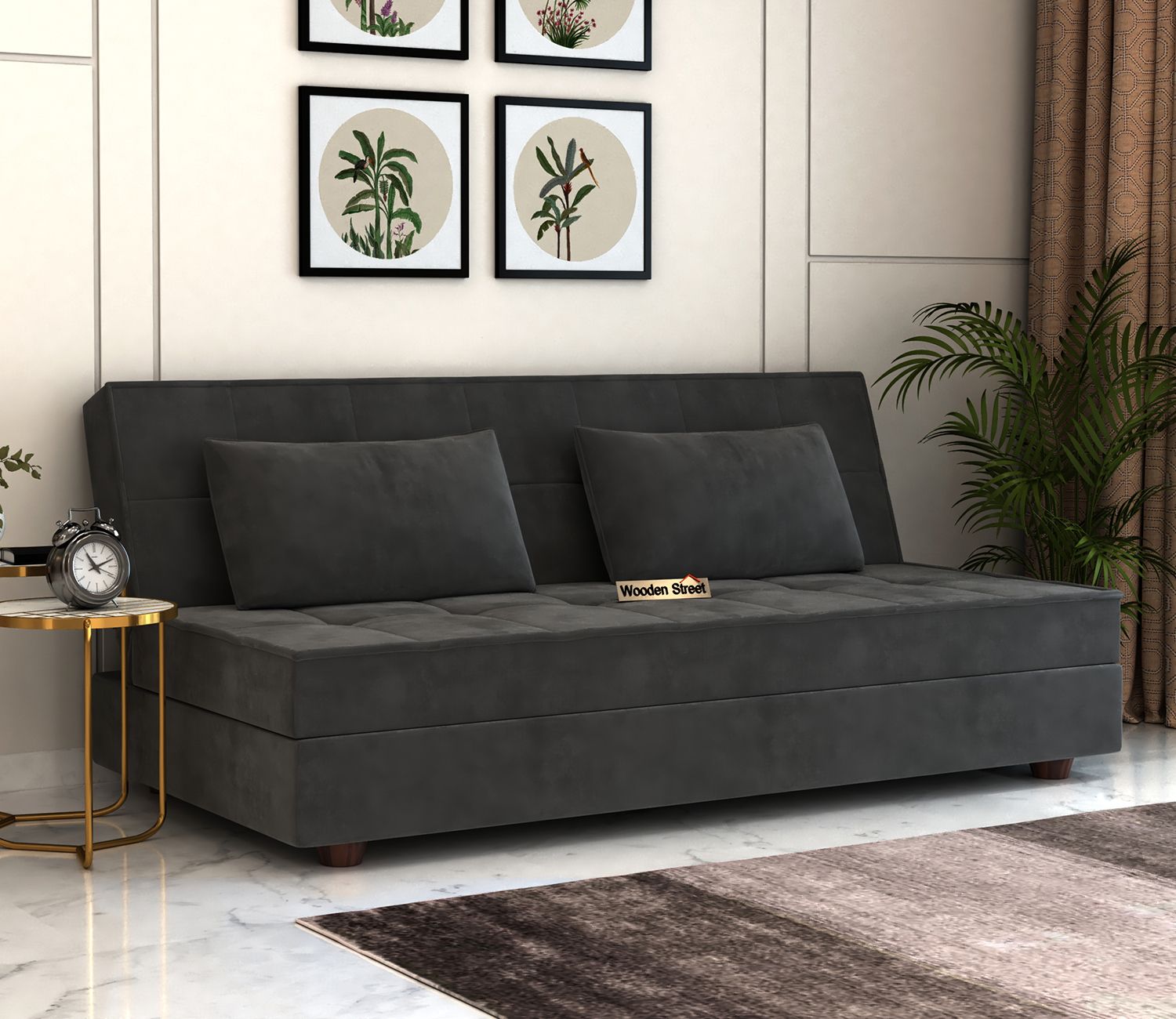 Buy Zoey Fabric 3 Seater Convertible Sofa Bed (Velvet, Graphite Grey)  Online In India At Best Price – Modern Fabric Sofas – Sofa Sets – Living  Room Furniture – Furniture – Wooden Street Product With Regard To 8 Seat Convertible Sofas (Photo 11 of 15)