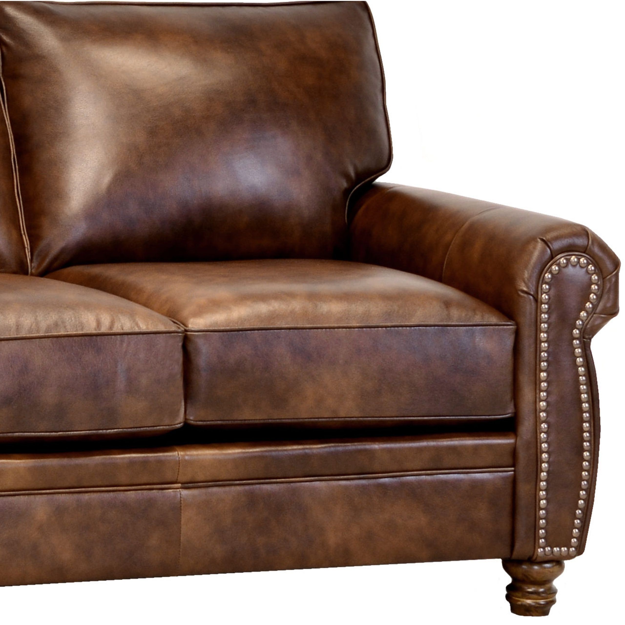 Cabot Brown Top Grain Leather Loveseat – On Sale – Bed Bath & Beyond –  29738521 Inside Top Grain Leather Loveseats (Photo 8 of 15)