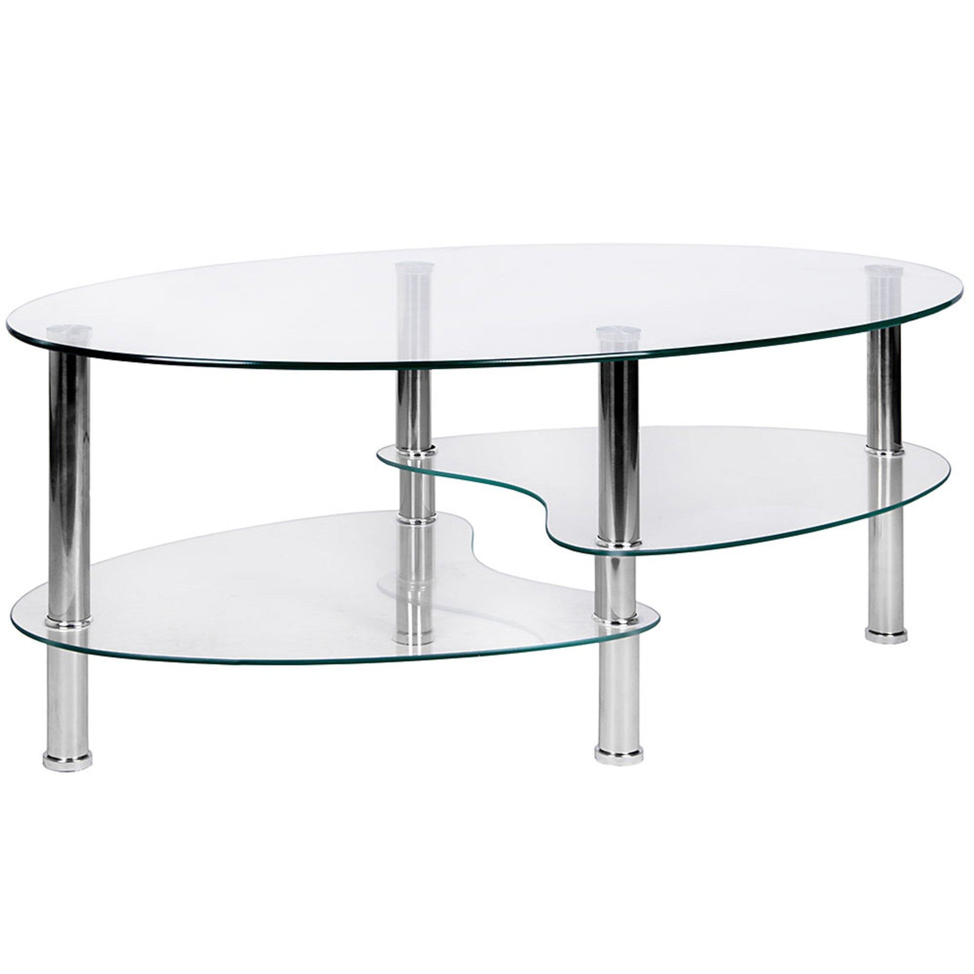 Cara Oval Clear Glass Coffee Table | Dining | Glass Furniture Regarding Oval Glass Coffee Tables (View 2 of 15)