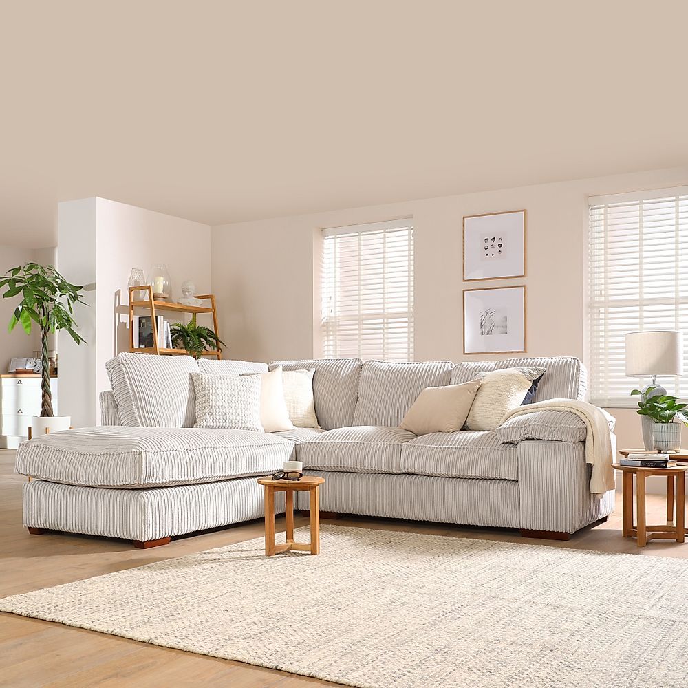 Cassie L Shape Corner Sofa, Left Hand Facing, Grey Chunky Cord Fabric Only  £1499.99 | Furniture And Choice Throughout Sofas In Cream (Photo 14 of 15)