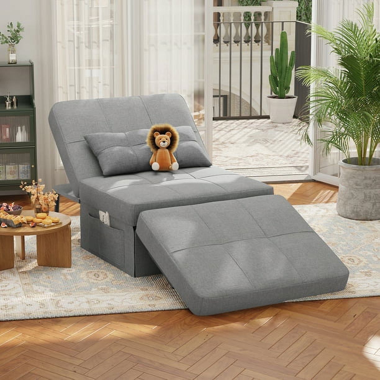 Chair Bed, Lofka Convertible Recliner Single Sofa Bed, Free Installation,  730 Lbs, Light Gray – Walmart Inside 8 Seat Convertible Sofas (View 12 of 15)
