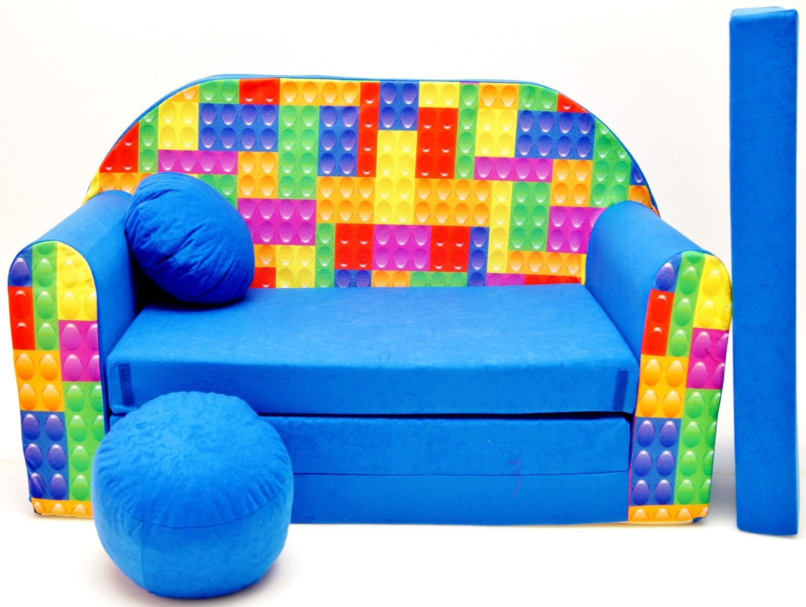 Childrens Sofa Bed Type W, Fold Out Sofa Foam Bed For Children + Free  Pillow And Pouffe – Wc32 – Ppg4Kids.co (View 6 of 15)