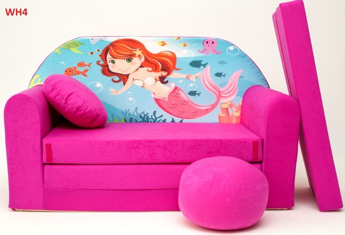 Childrens Sofa Bed Type W, Fold Out Sofa Foam Bed For Children + Free  Pillow And Pouffe – Wh4 – Ppg4Kids.co (View 5 of 15)