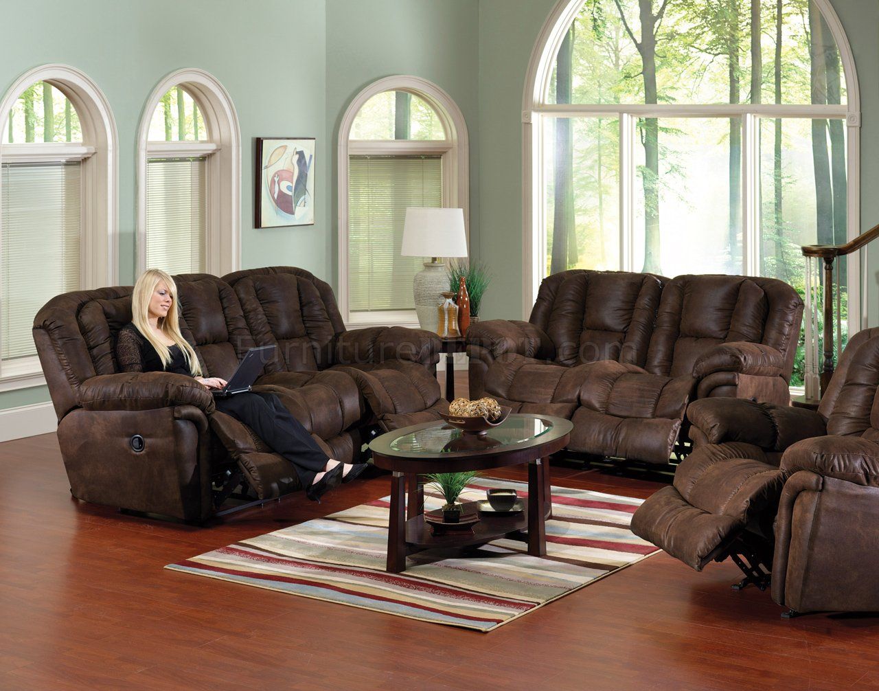 Chocolate Faux Leather Contour Reclining Sofa & Loveseat Set In Faux Leather Sofas In Chocolate Brown (Photo 14 of 15)