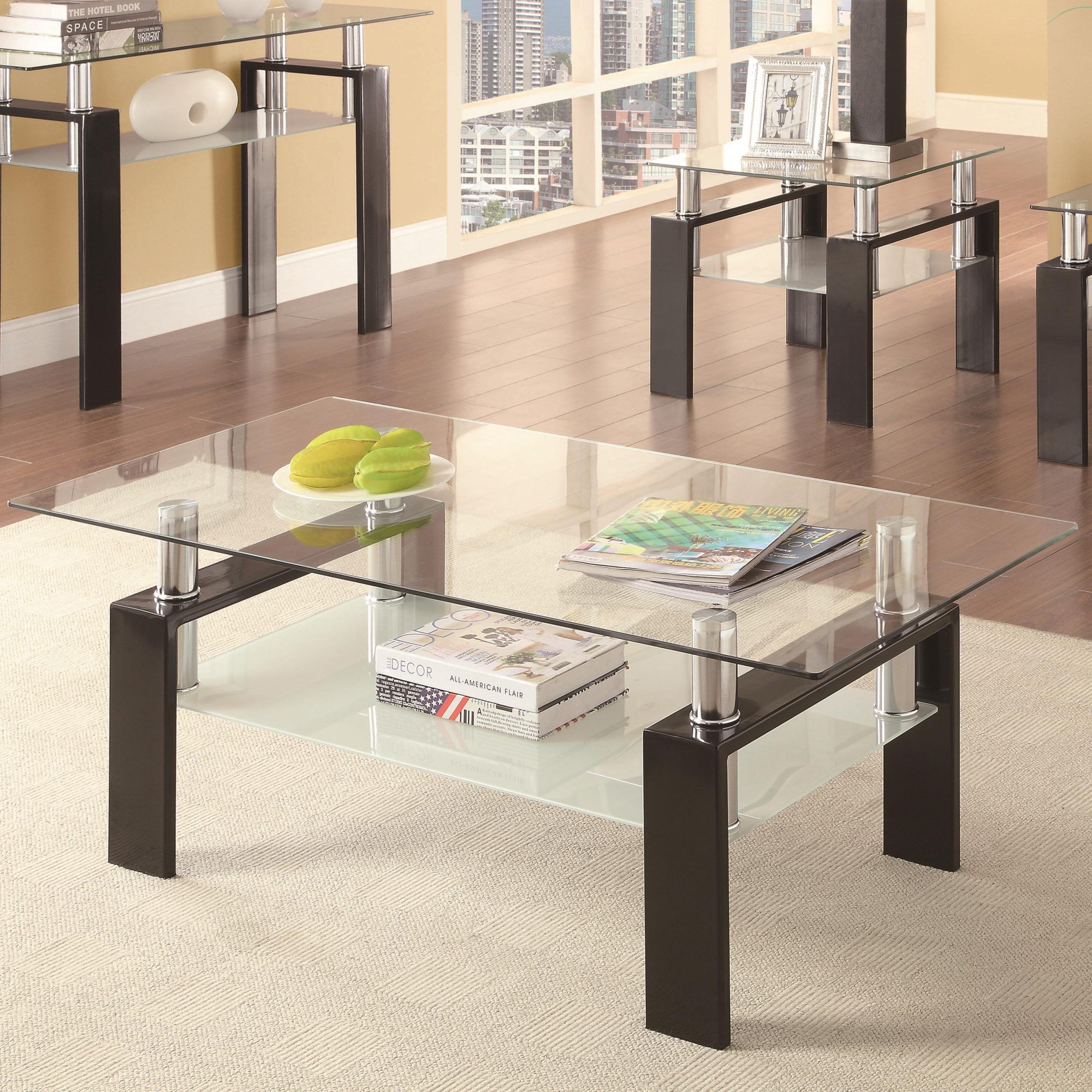 Coaster Occasional Group 702280 702288 Tempered Glass Coffee Table | A1  Furniture & Mattress | Cocktail/Coffee Tables Within Tempered Glass Coffee Tables (View 2 of 15)