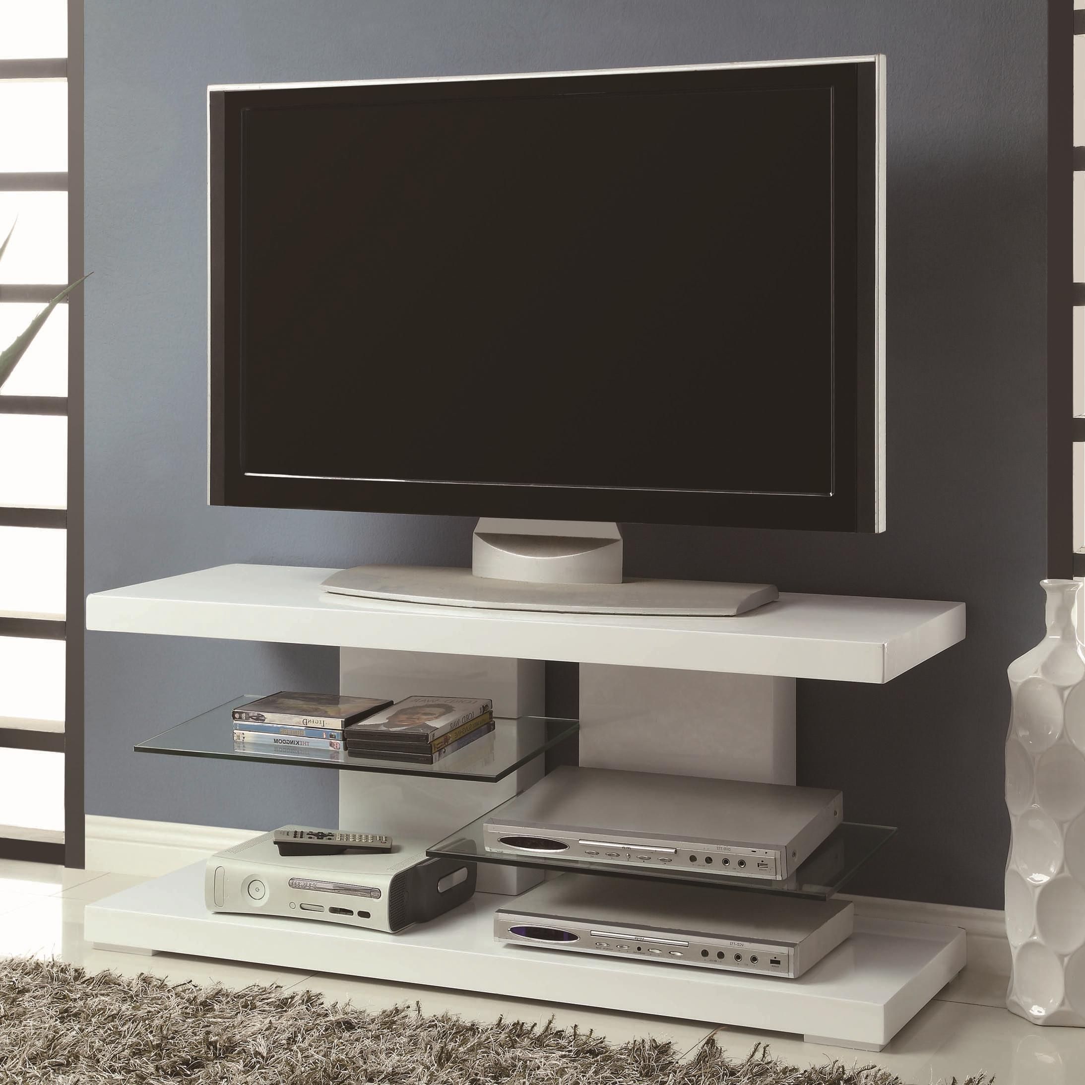 Coaster Tv Stands 700824 Modern Tv Stand With Alternating Glass Shelves |  A1 Furniture & Mattress | Tv Stands Regarding Glass Shelves Tv Stands (Photo 7 of 15)