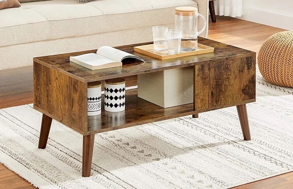Coffee Table Tea Table For Living Room With Open Storage, Rustic Brown  Style New | Ebay With Regard To Brown Rustic Coffee Tables (View 15 of 15)