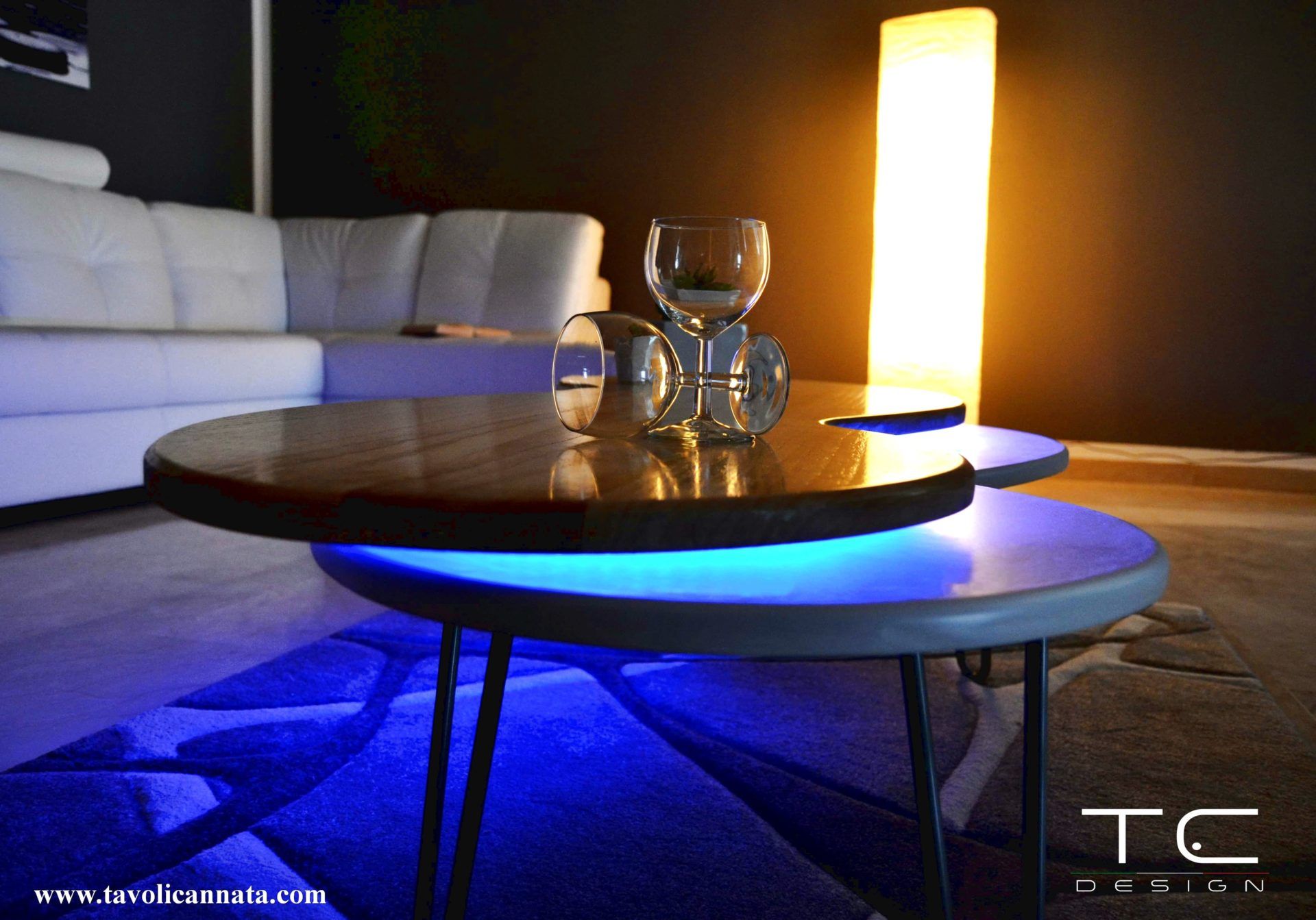 Coffee Table With Led Light Unique Design Made In Italy – Tavolini Cannata Regarding Coffee Tables With Led Lights (View 8 of 15)
