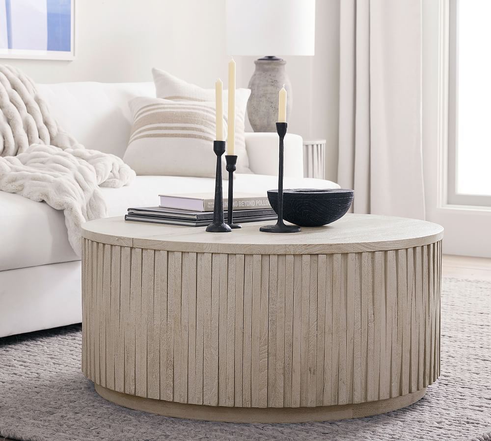 Coloma Round Storage Coffee Table | Pottery Barn For Round Coffee Tables With Storage (Photo 1 of 15)