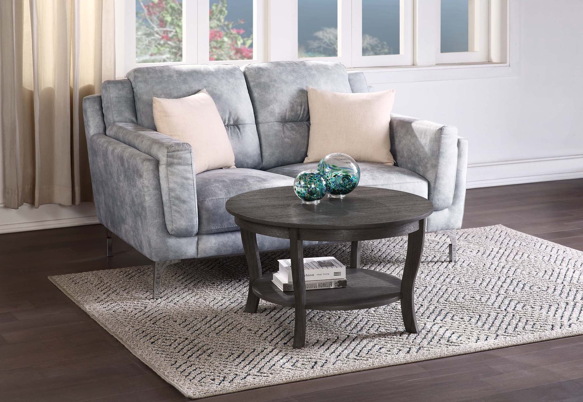 Convenience Concepts American Heritage Round Coffee Table With Shelf,  Wirebrush Dark Gray – Walmart Inside American Heritage Round Coffee Tables (View 9 of 15)