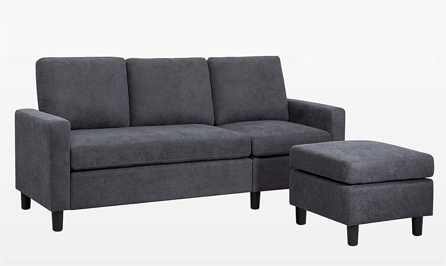 Convertible Modular Sofa 3 Seat L Shaped Sofa, India | Ubuy Throughout 3 Seat L Shaped Sofas In Black (View 14 of 15)