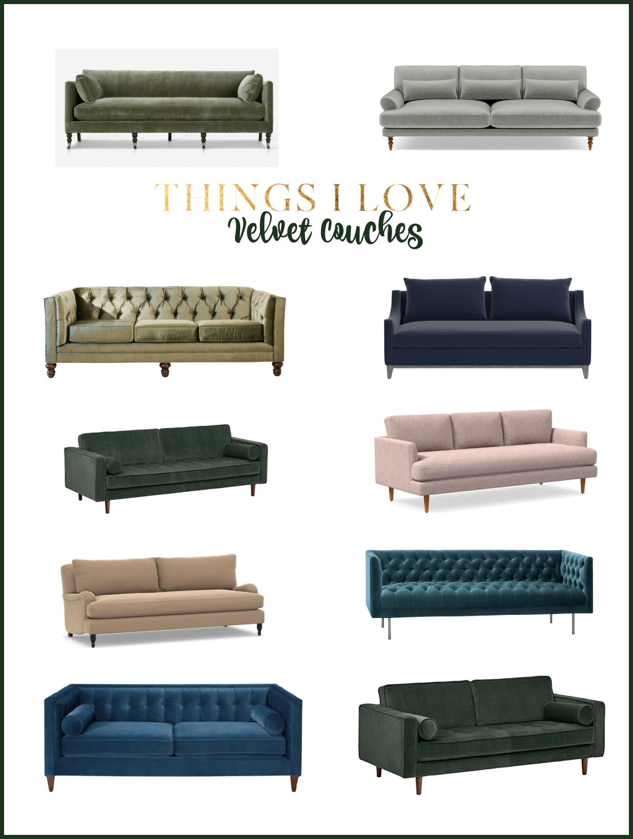 Crushing On: Velvet Couches Throughout Sofas In Multiple Colors (View 10 of 15)