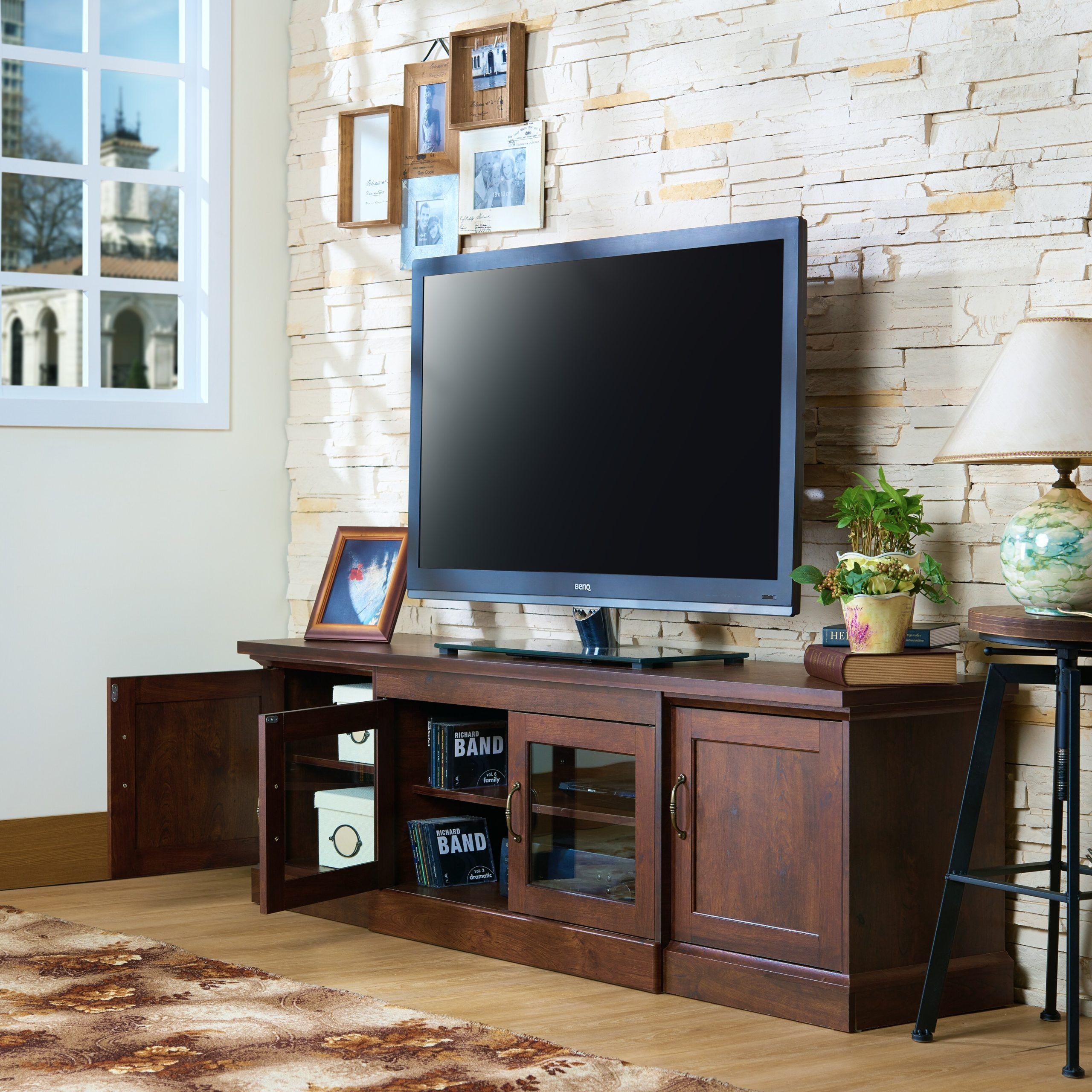 Dh Basic Timeless 68" Wide Walnut Entertainment Centerdenhour – On Sale  – Bed Bath & Beyond – 35205144 For Wide Entertainment Centers (View 3 of 15)