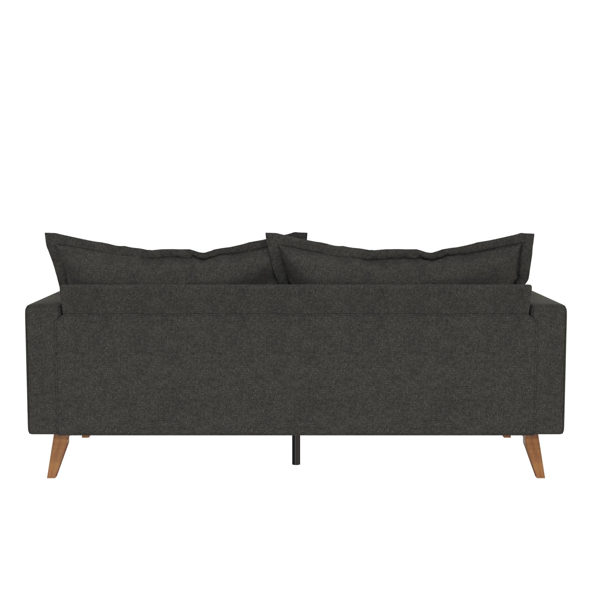 Dhp Miriam Pillowback Wood Base Sofa, Gray Linen – Walmart Within Sofas With Pillowback Wood Bases (View 4 of 15)