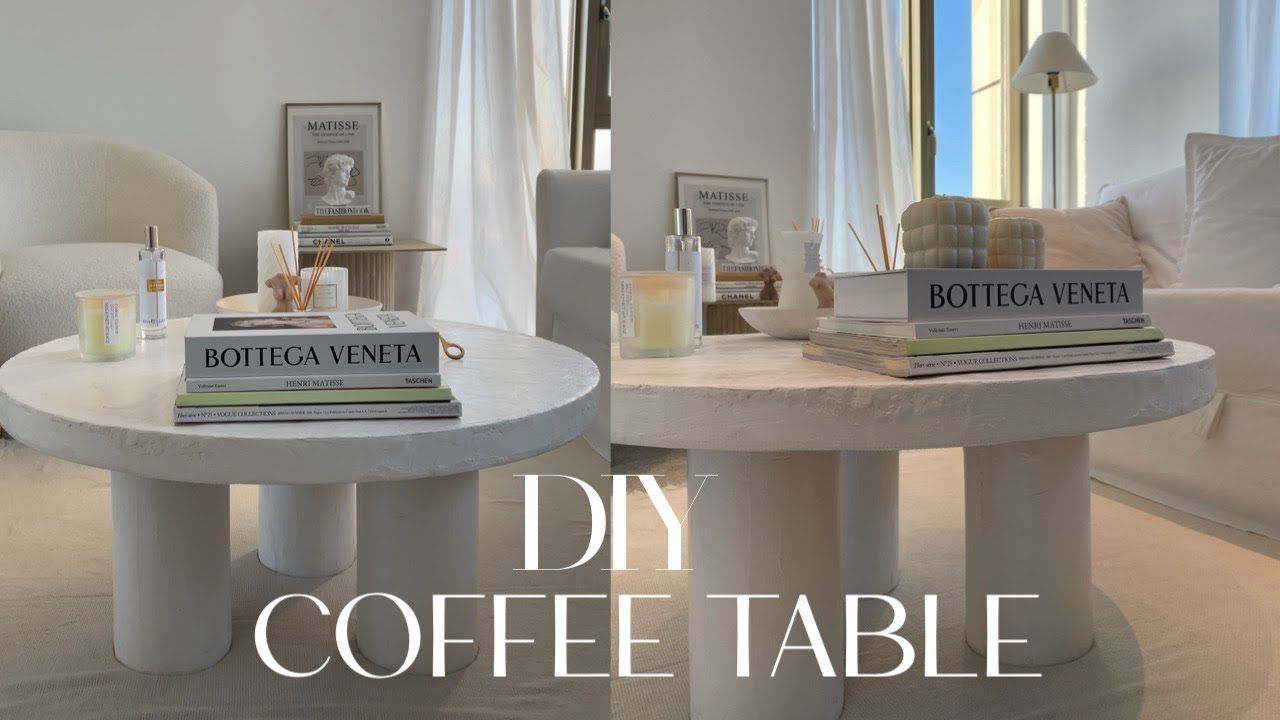 Diy: Round Plaster Coffee Table With 3 Legs | No Cutting Or Sawing  Required! – Youtube Intended For Liam Round Plaster Coffee Tables (Photo 7 of 15)