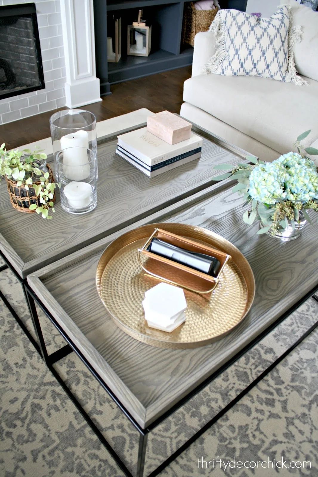 Diy Square {Big!} Wood Coffee Table For Less | Thrifty Decor Chick |  Thrifty Diy, Decor And Organizing Pertaining To Rectangular Coffee Tables With Pedestal Bases (Photo 12 of 15)