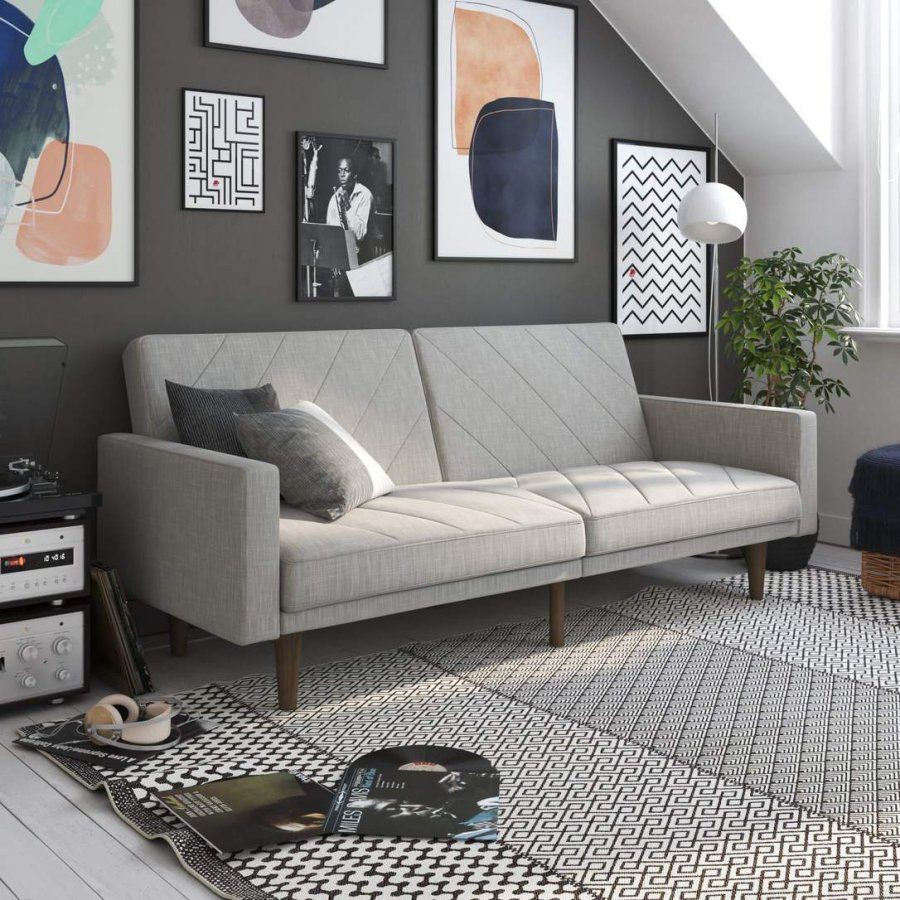 Dorel Paxon Sofa Bed  Light Grey Linen In Light Charcoal Linen Sofas (View 7 of 15)