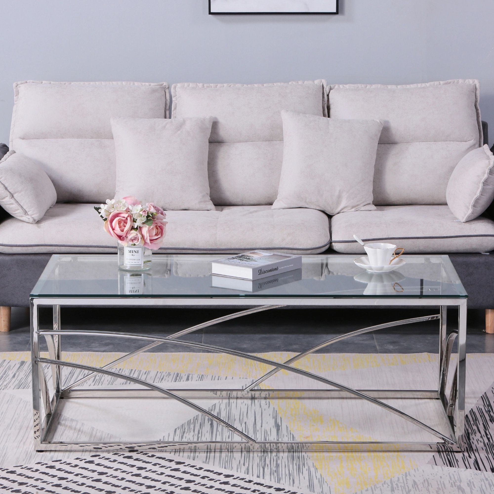 Dropship Stainless Steel Rectangular Accent Glass Coffee Table For Living  Room  46.8" Modern Sleek Center Table With Lounge Table With Clear Tempered  Glass(Silver) To Sell Online At A Lower Price | Doba Throughout Clear Rectangle Center Coffee Tables (Photo 8 of 15)
