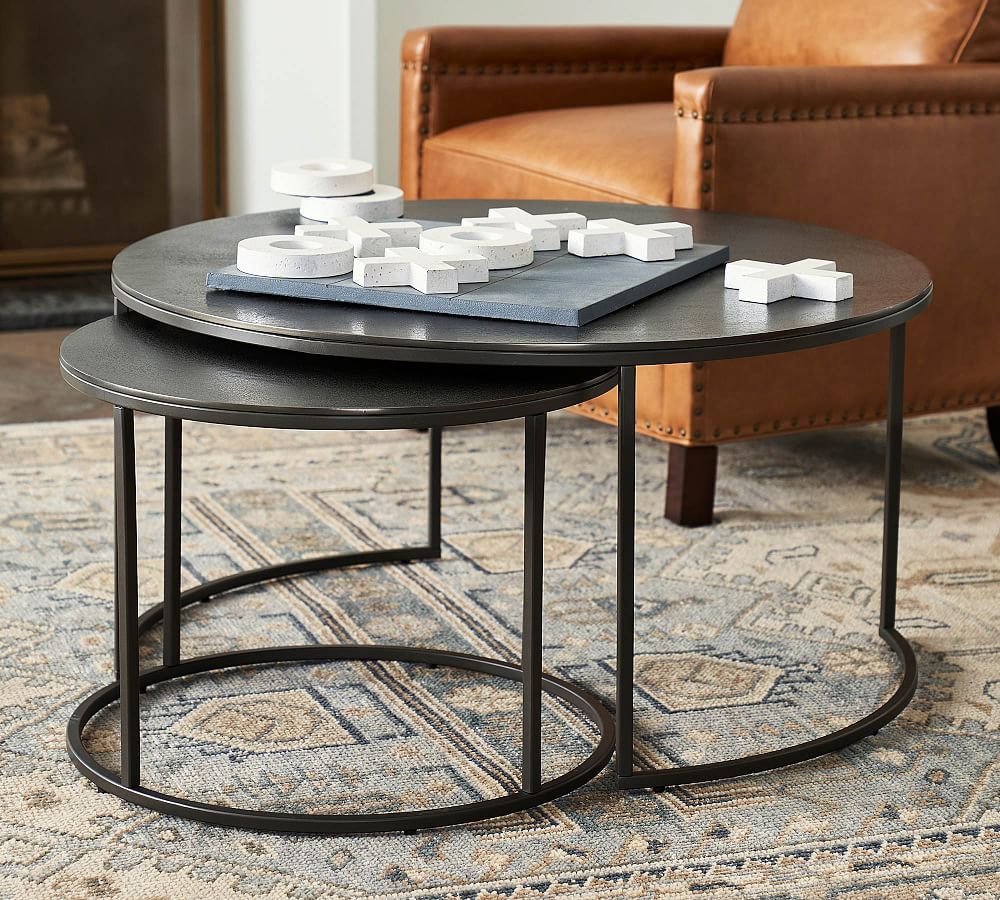Duke Round Metal Nesting Coffee Table | Pottery Barn In Nesting Coffee Tables (Photo 10 of 15)