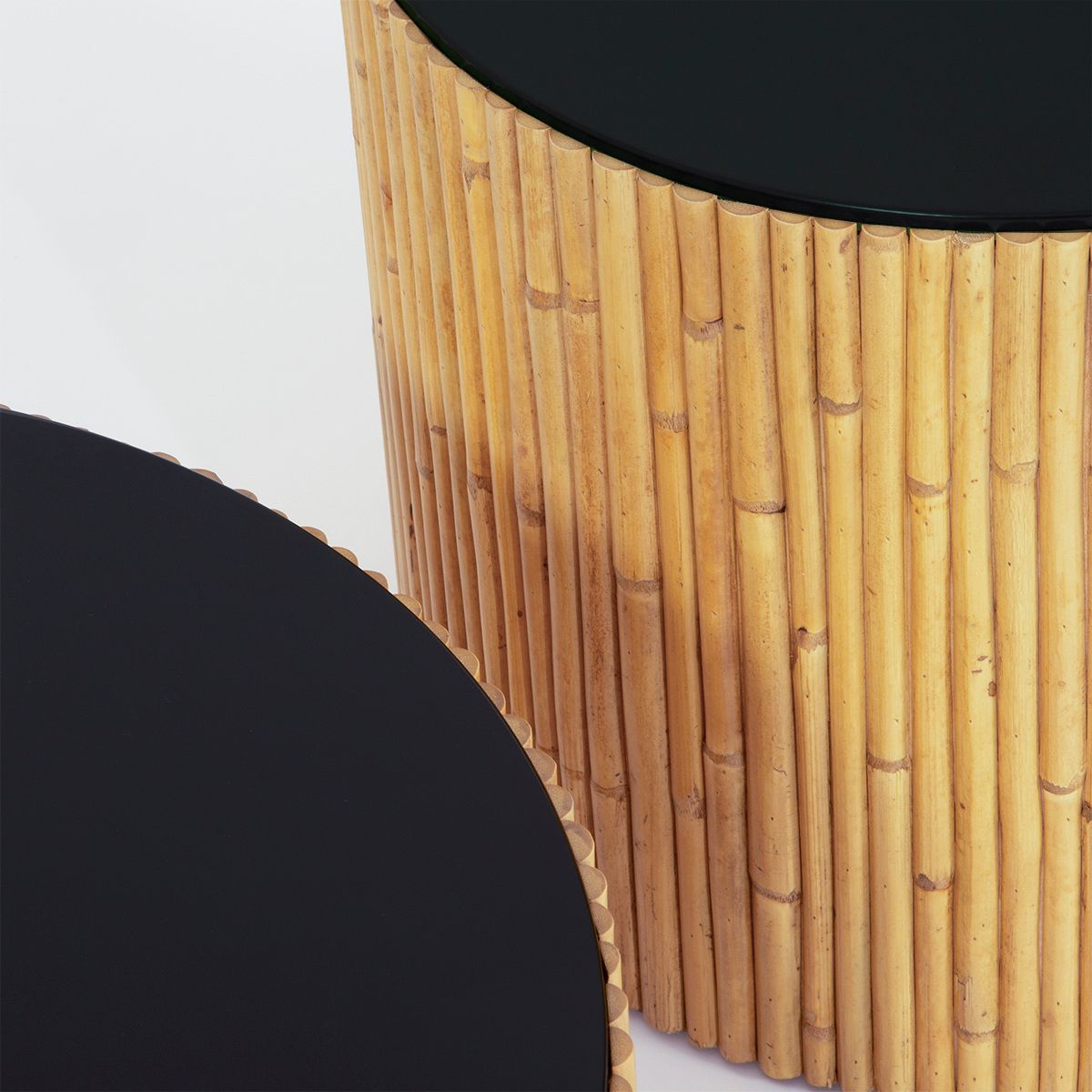 Duo Low Tables Natural / Black In Wood And Rattan Riviera | Maison Sarah  Lavoine Pertaining To Studio 350 Black Metal Coffee Tables (View 13 of 15)