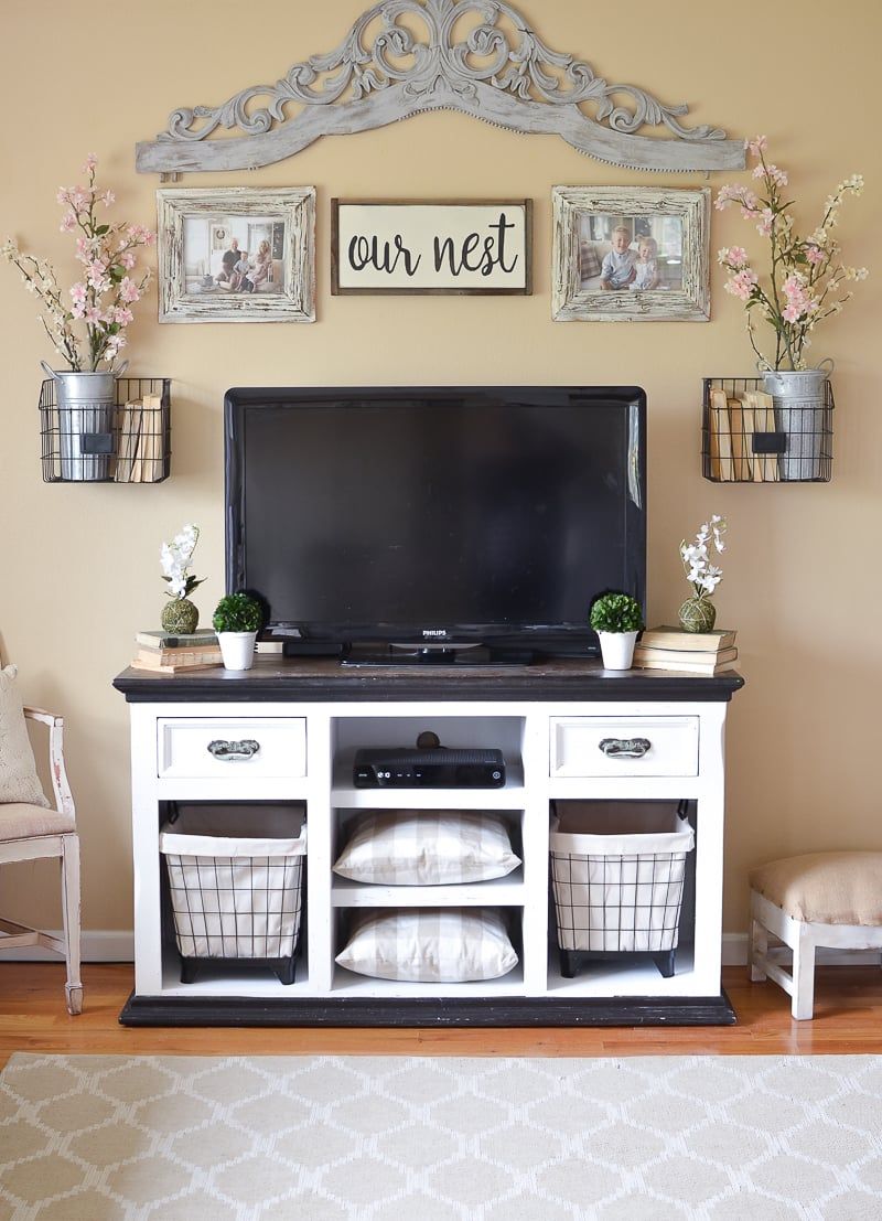 Easy Farmhouse Style Tv Stand Makeover – Sarah Joy Pertaining To Farmhouse Tv Stands (Photo 15 of 15)