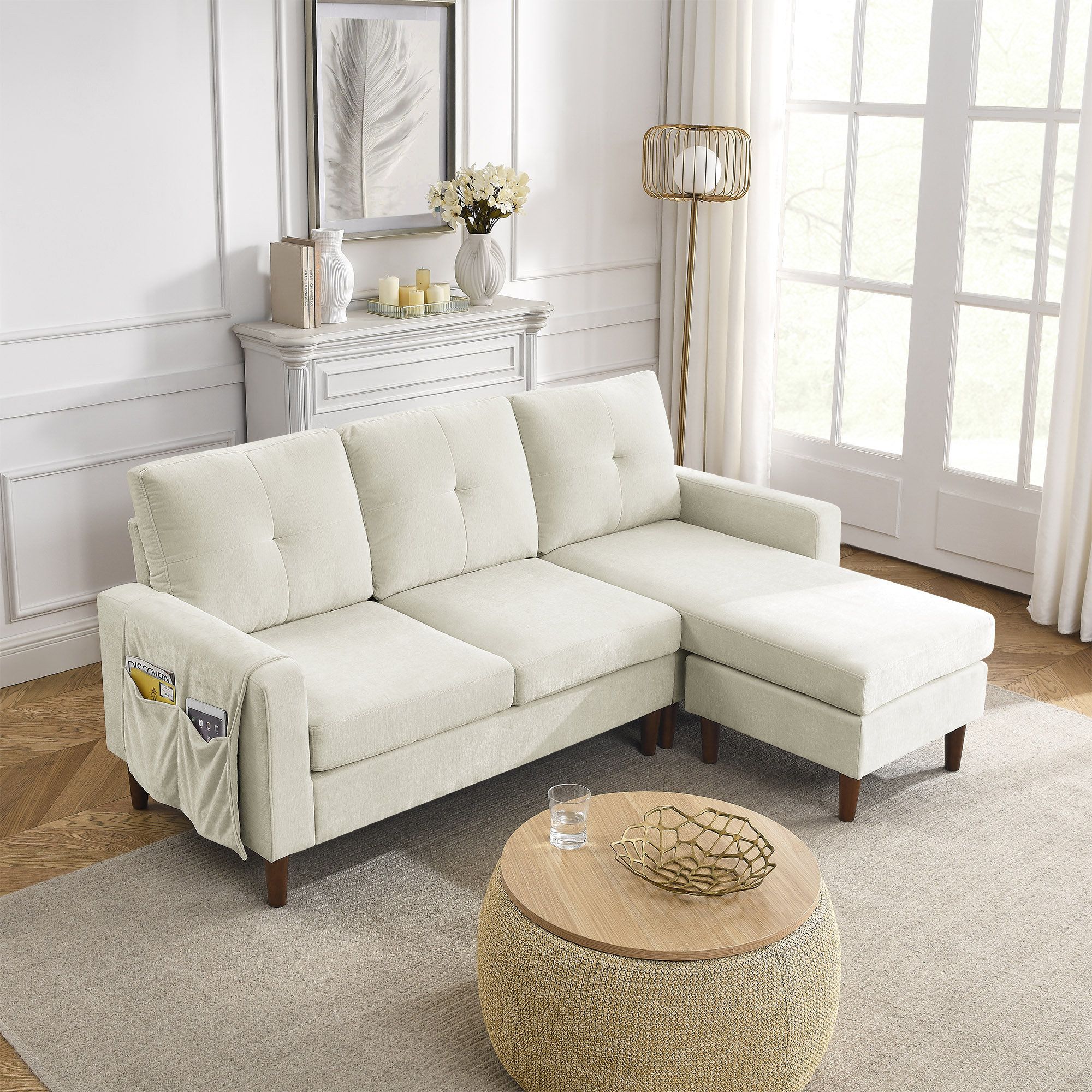 Ebern Designs Omamerhi Convertible Sectional Sofa Couch, 3 Seats L Shape  Sofa | Wayfair For 3 Seat Convertible Sectional Sofas (View 4 of 15)