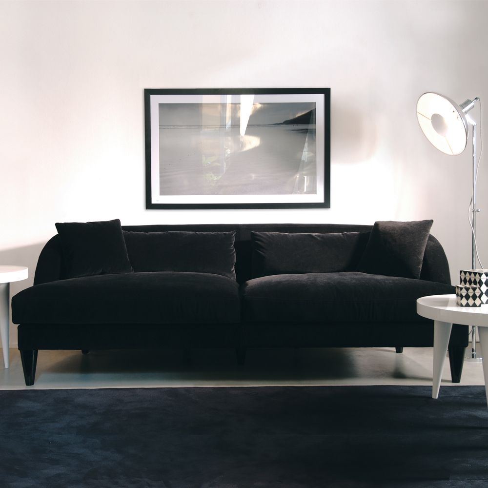 Exclusive Modern Italian Black Velvet Sofa – Juliettes Interiors For Black Velvet Sofas (Photo 9 of 15)