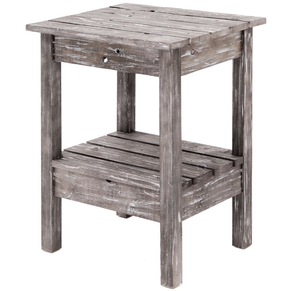 Expressly Hubert® Rustic Grey Wood Display Table – 22"L X 18 1/4"W X 27  1/4"H For Rustic Gray End Tables (Photo 5 of 15)