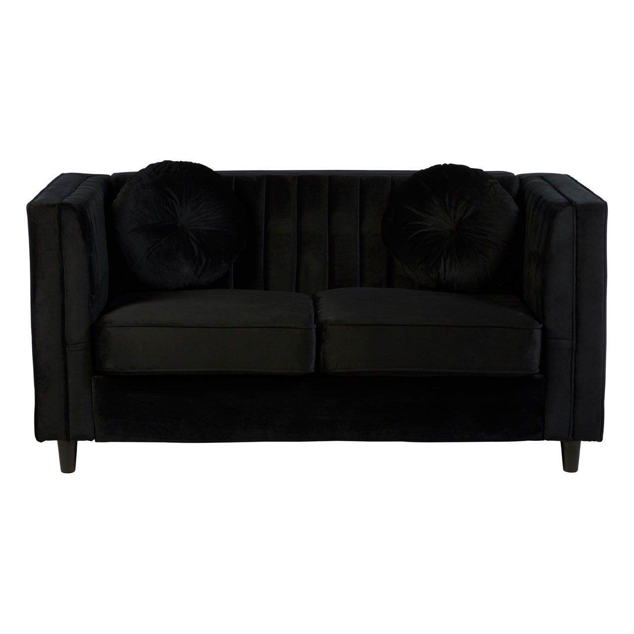 Farah 2 Seat Black Velvet Sofa For Black Velvet Sofas (View 10 of 15)