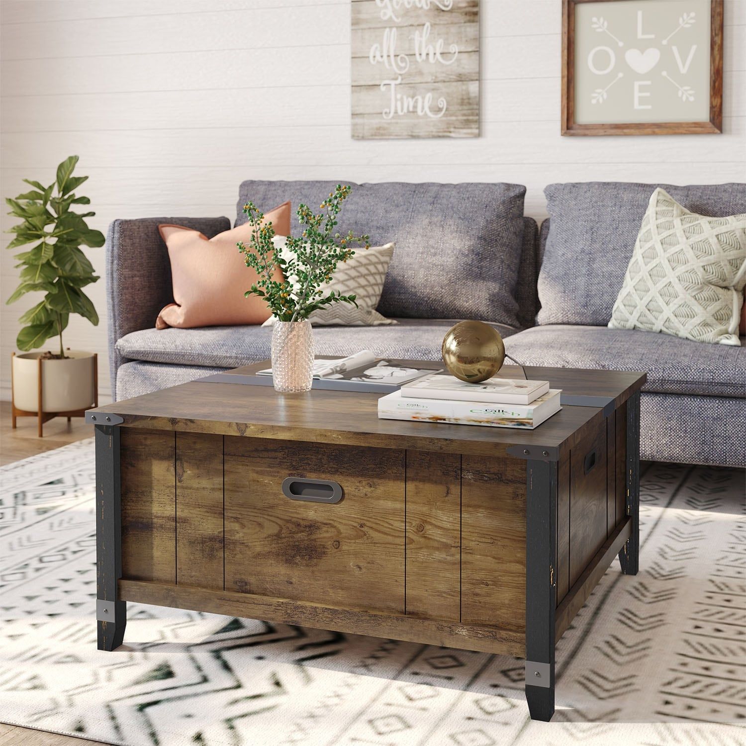 Farmhouse Lift Top Square Coffee Table With Storage – On Sale – Bed Bath &  Beyond – 37149425 In Transitional Square Coffee Tables (View 2 of 15)