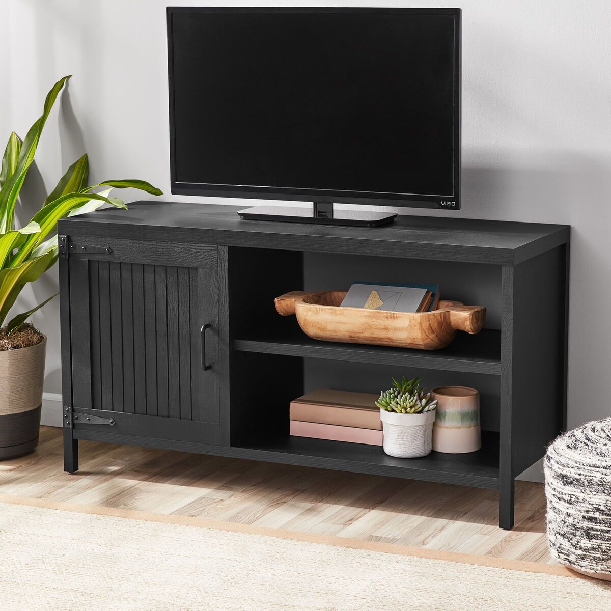 Farmhouse Tv Stand With Adjustable Shelf Open Back Storage For Tvs Up To  50" | Ebay Pertaining To Farmhouse Stands With Shelves (View 8 of 15)