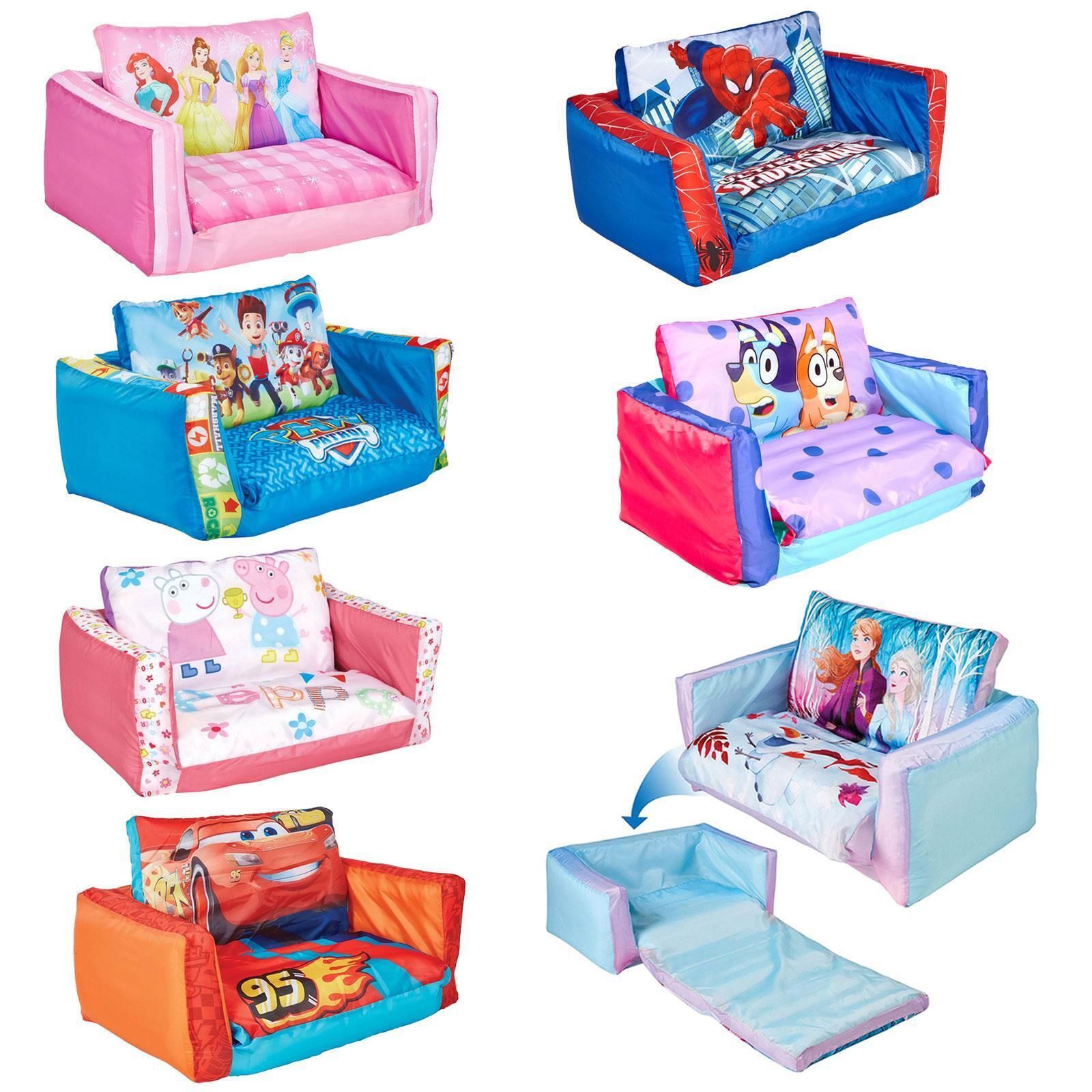 Flip Out Sofa Inflatable Kids Lounger Bed – Bluey Frozen Paw Patrol Peppa  Pig | Ebay Inside Children'S Sofa Beds (Photo 2 of 15)