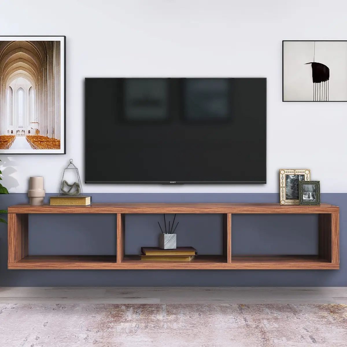 Floating Tv Shelf Wall Mounted,Modern Wood Wall Mounted Tv Stand  Entertainment C | Ebay Regarding Floating Stands For Tvs (Photo 13 of 15)