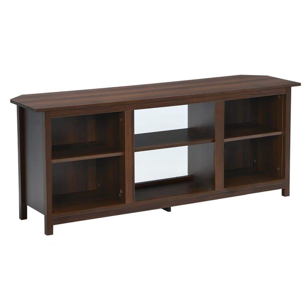 Forclover 58 In. Coffee Tv Stand Fits Tv'S Up To 65 In. With A Removable  Shelf Sy 3665W60Cf – The Home Depot In Cafe Tv Stands With Storage (Photo 5 of 15)