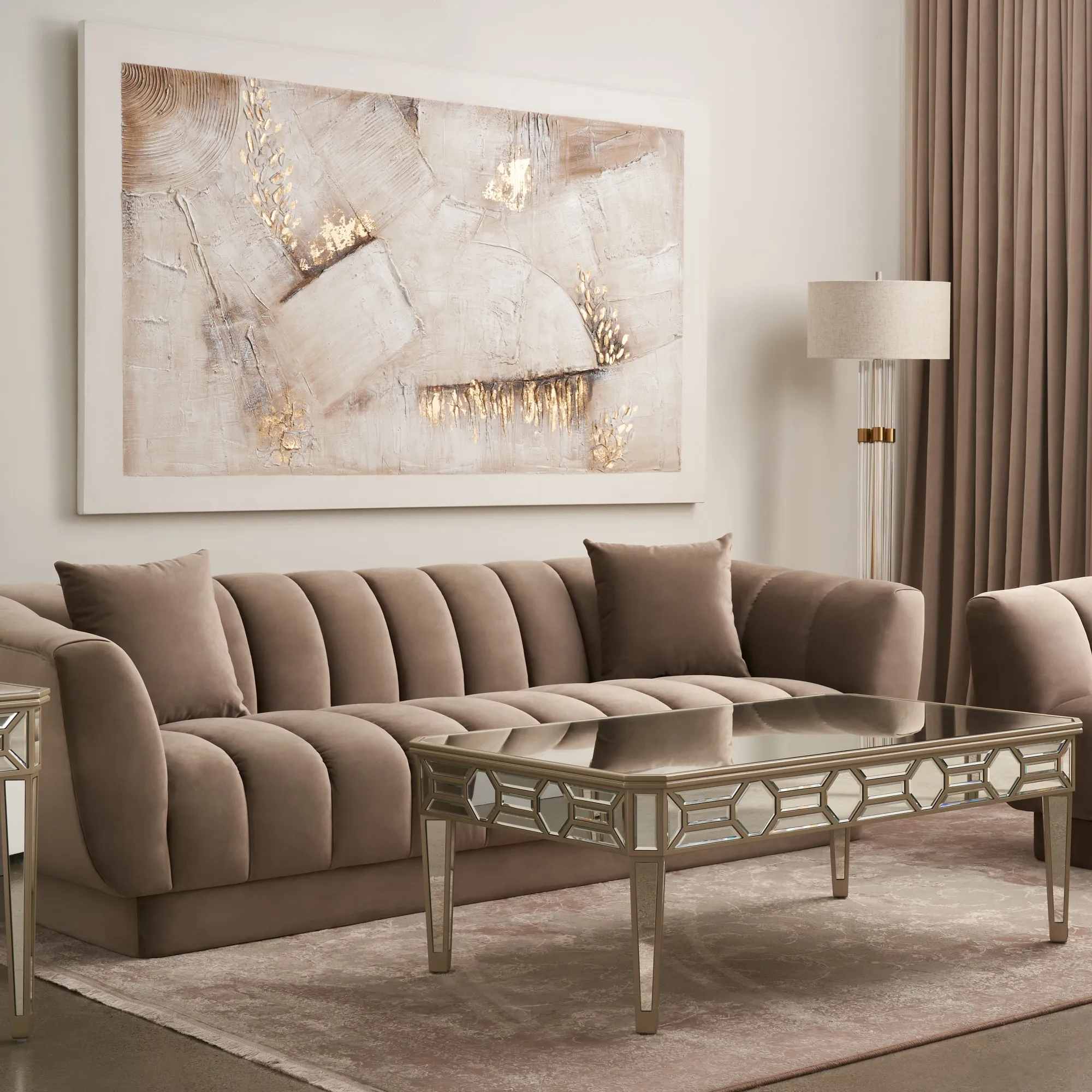 Featured Photo of Elegant Beige Velvet Sofas