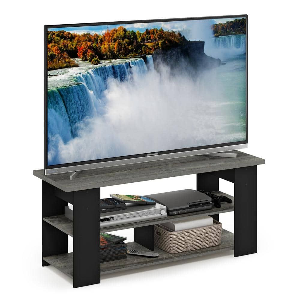Furinno Jaya 47 In. French Oak Gray And Black Wood Tv Stand Fits Tvs Up To  50 In (View 8 of 15)