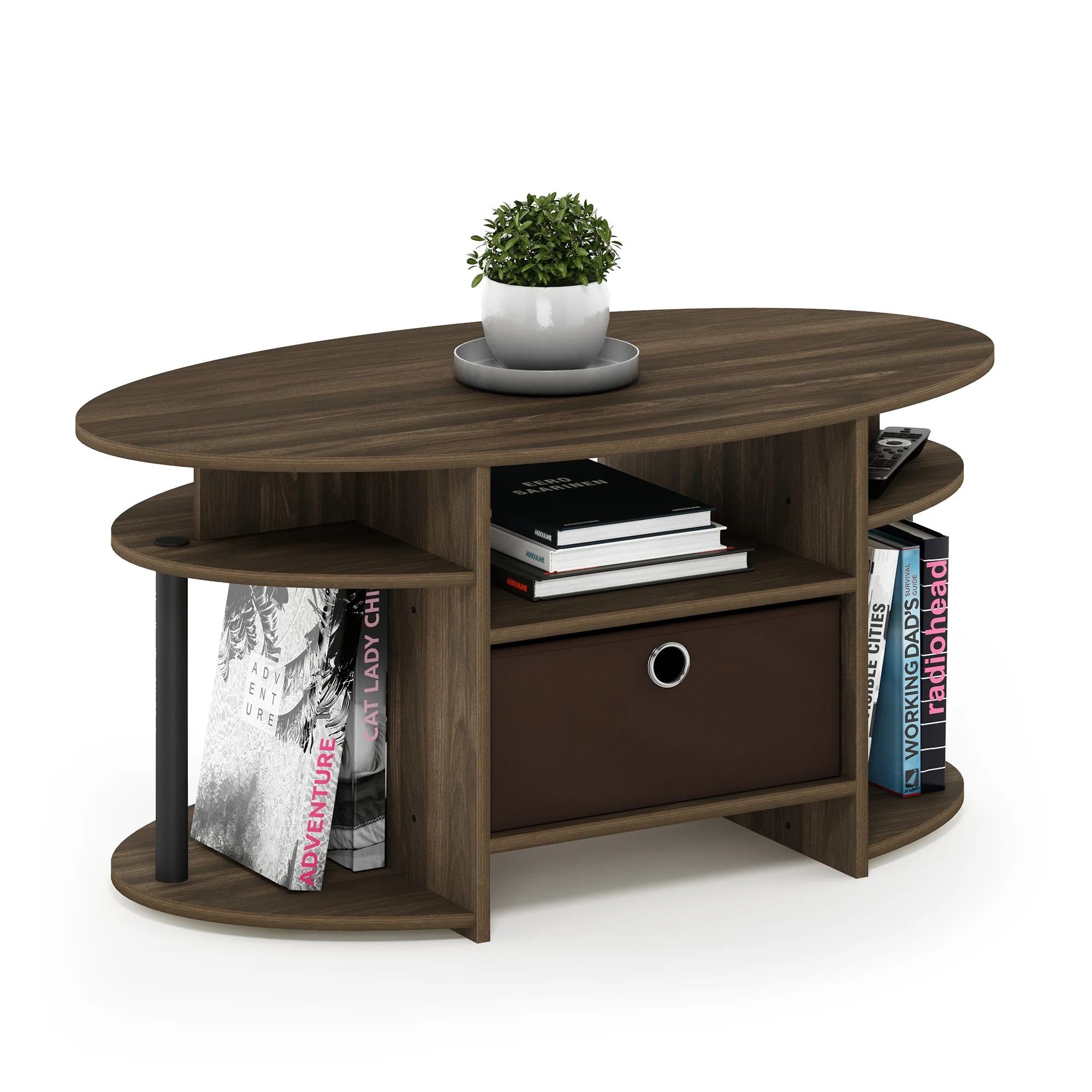 Furinno Jaya Simple Design Oval Coffee Table With Bin – Furinno – Fits Your  Space, Fits Your Budget Pertaining To Simple Design Coffee Tables (Photo 7 of 15)