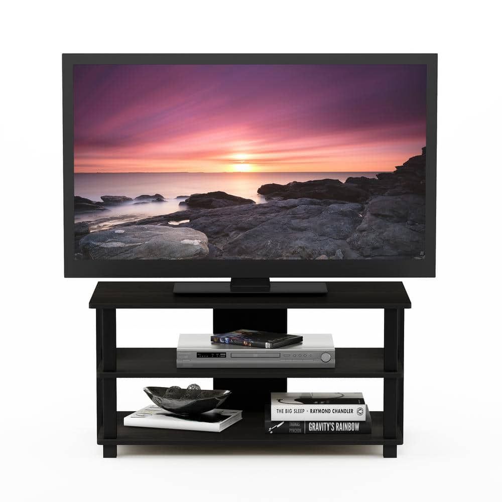 Furinno Sully 31 In. Espresso And Black Wood Tv Stand Fits Tvs Up To 40 In.  With Open Storage 17076Ex/Bk – The Home Depot Regarding Romain Stands For Tvs (Photo 11 of 15)