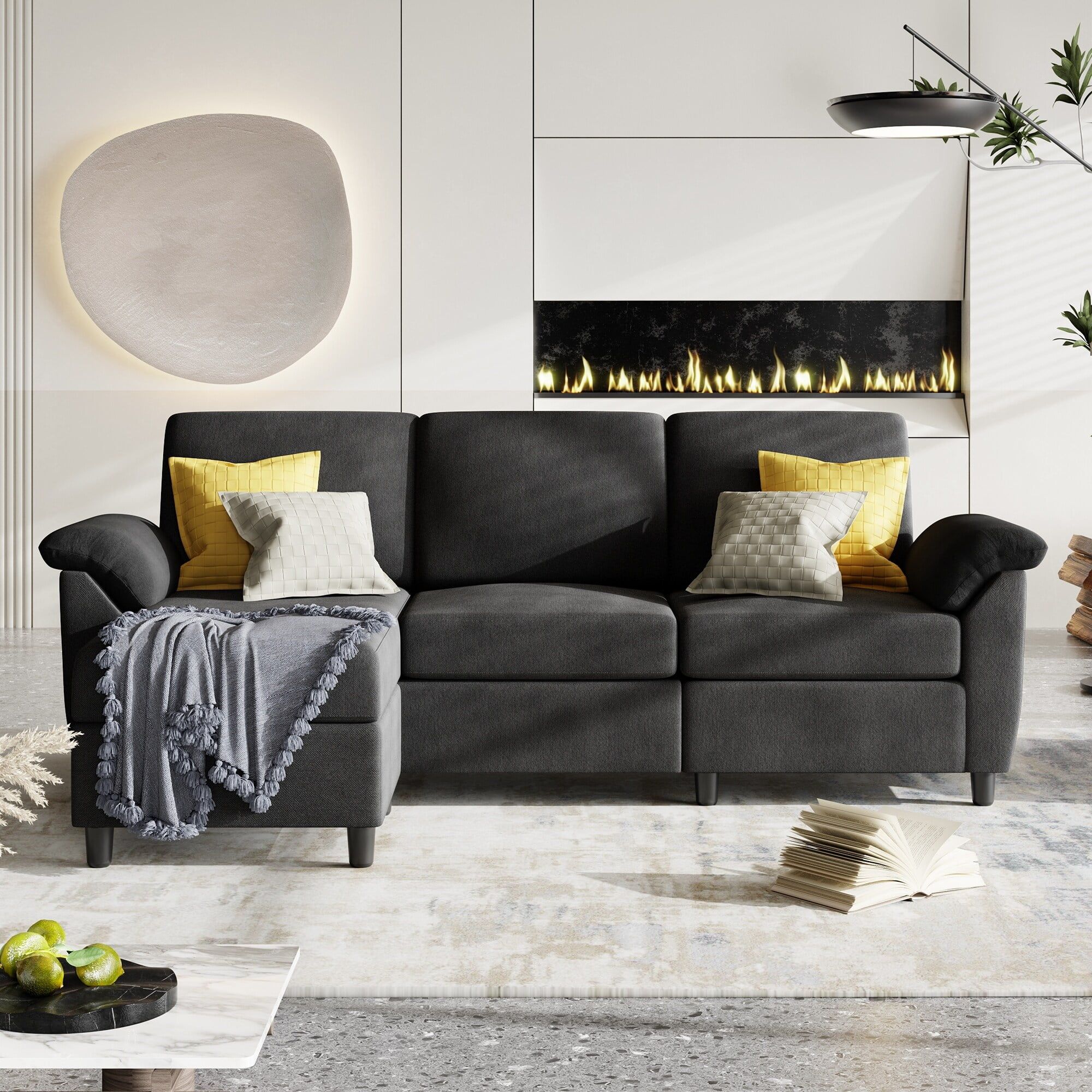 Featured Photo of 3 Seat L Shaped Sofas in Black