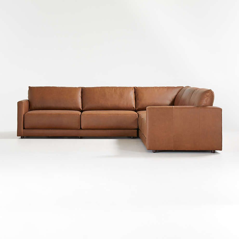 Gather Leather 3 Piece Sectional Sofa + Reviews | Crate & Barrel Throughout 3 Piece Leather Sectional Sofa Sets (View 15 of 15)