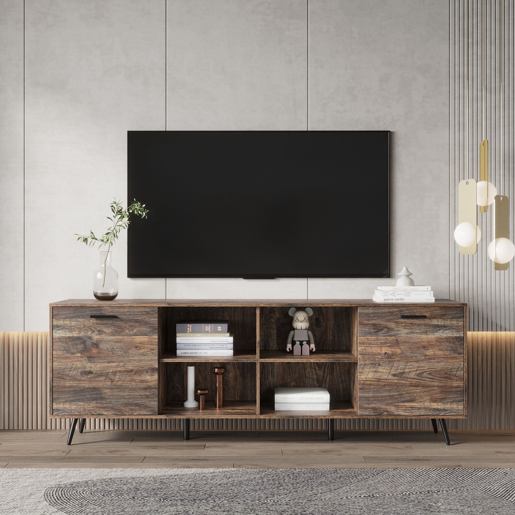 George Oliver Jiberrl Modern Entertainment Center Adjustable Storage Cabinet  Tv Console For Living Room | Wayfair With Regard To Entertainment Center With Storage Cabinet (View 3 of 15)