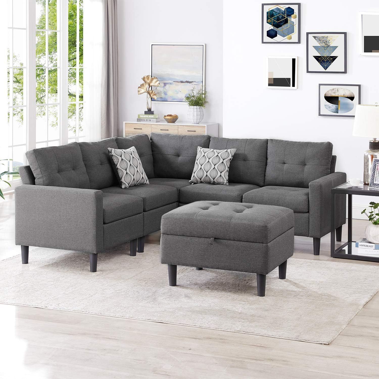 Good & Gracious Modular Sectional Corner Sofa India | Ubuy For Dark Grey Polyester Sofa Couches (Photo 6 of 15)