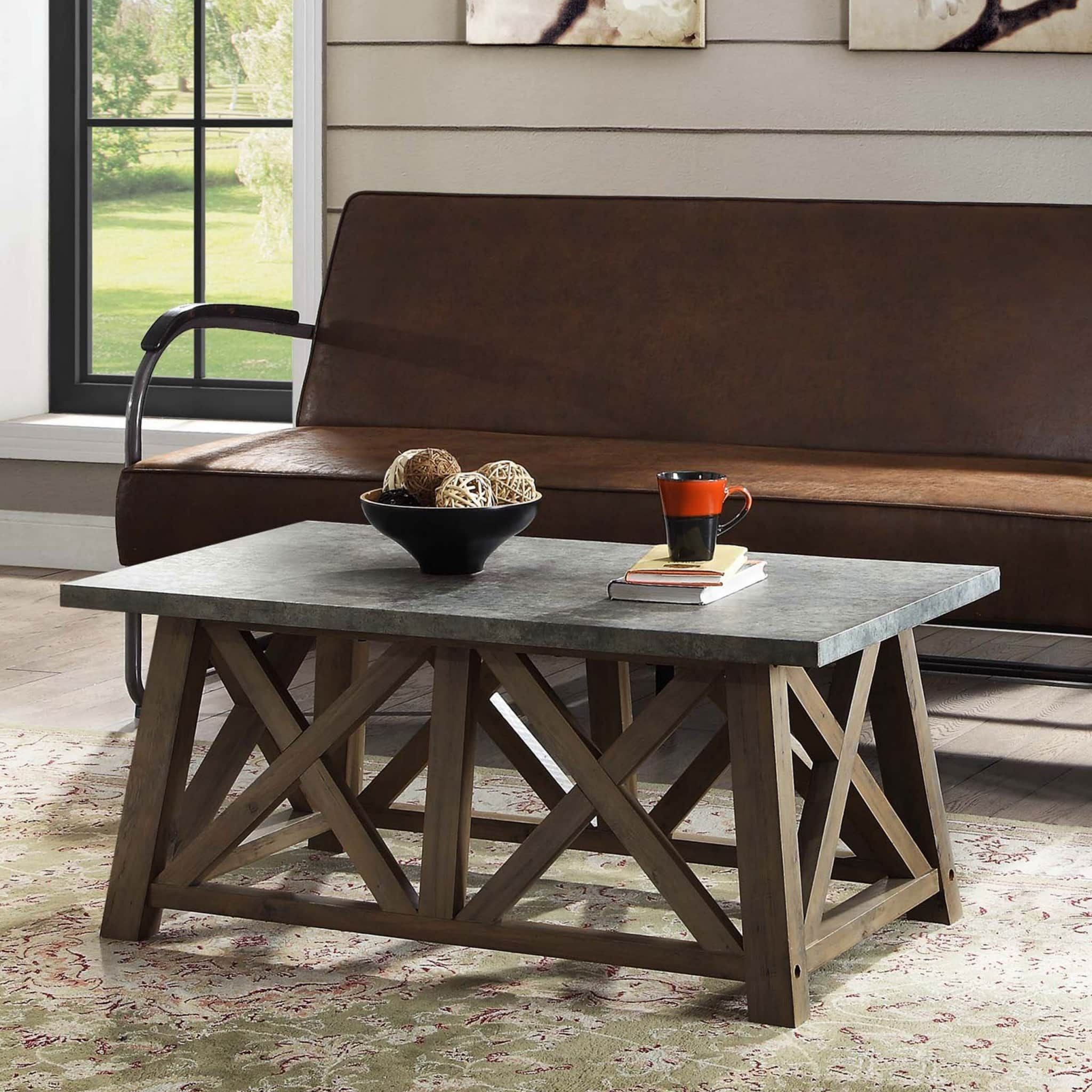 Granary 43In Dark Brown Modern Farmhouse Coffee Table | Whalen Furniture For Modern Farmhouse Coffee Table Sets (View 13 of 15)