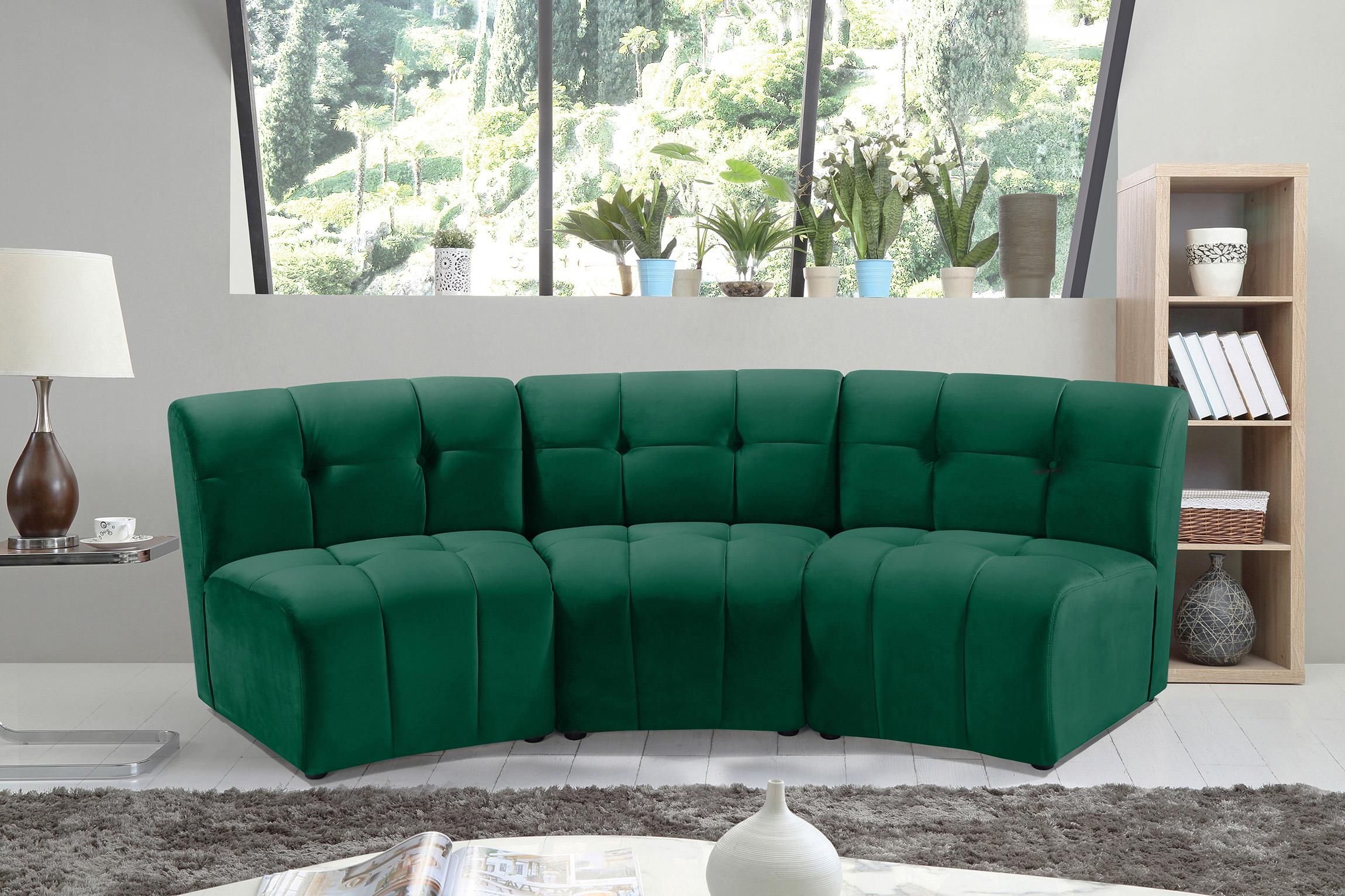 Green Velvet Modular Sectional Sofa Limitless 645Green 3Pc Meridian Modern  – Buy Online On Ny Furniture Outlet With Regard To Green Velvet Modular Sectionals (View 12 of 15)