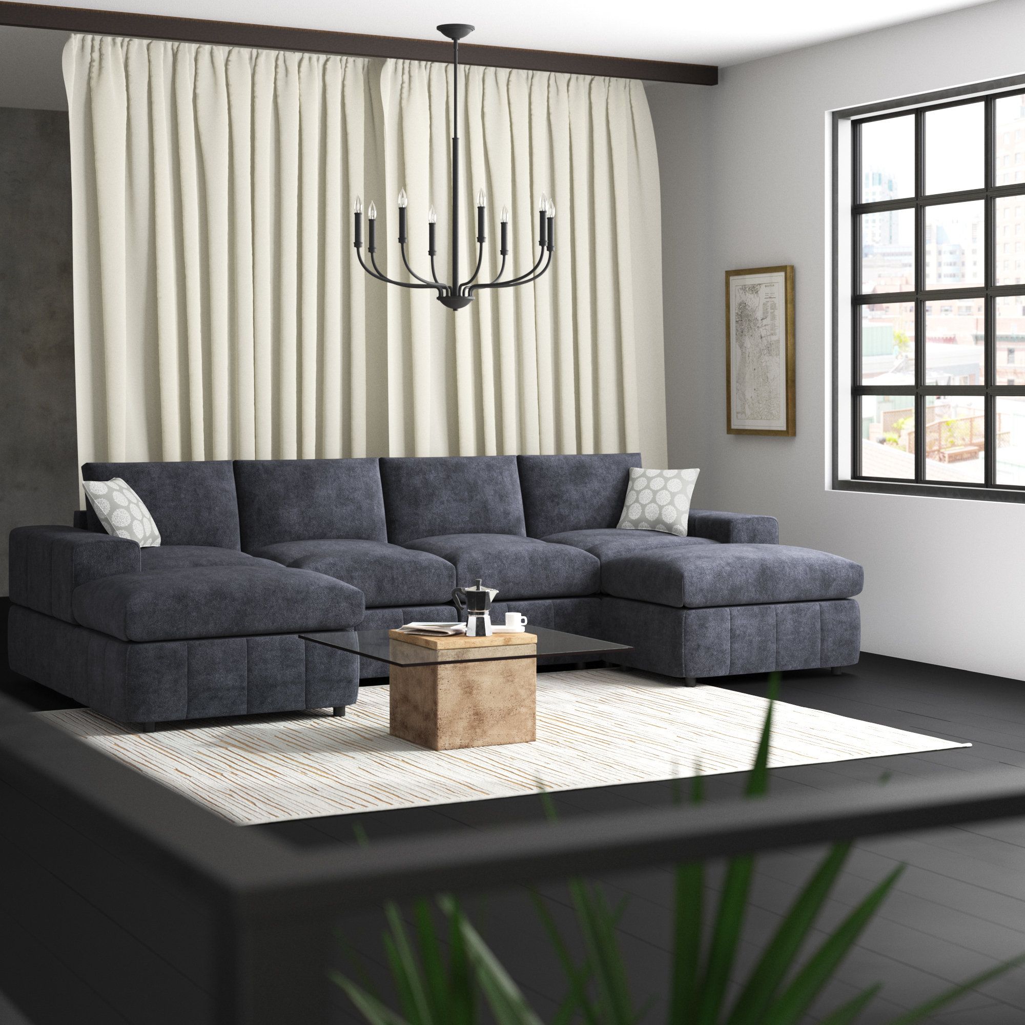 Greyleigh™ Anchoretta 6 – Piece Upholstered Sectional & Reviews | Wayfair Pertaining To Dark Gray Sectional Sofas (View 6 of 15)