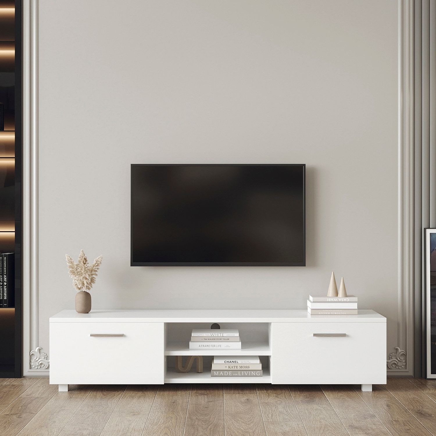 Gzmr White Tv Stand For 70 In Tv Stands Modern/Contemporary White Tv Cabinet  (Accommodates Tvs Up To 70 In) In The Tv Stands Department At Lowes Regarding White Tv Stands Entertainment Center (Photo 12 of 15)