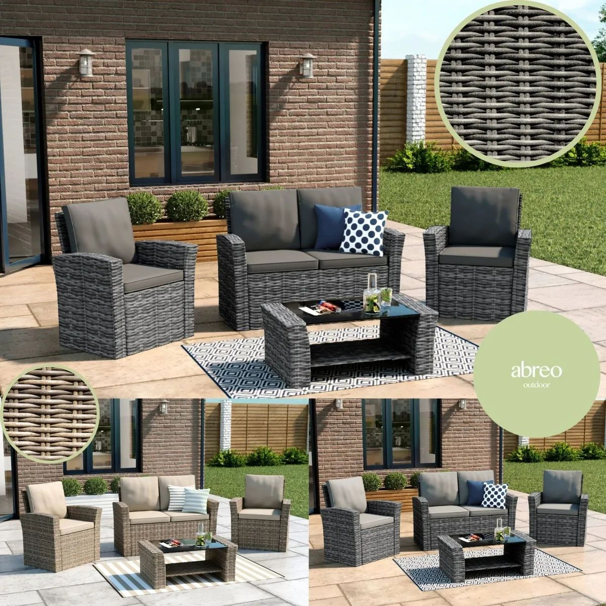 Half Round Rattan Garden Furniture 4 Seater Coffee Table Sofa Chairs Set  Outdoor | Ebay Intended For Outdoor Half Round Coffee Tables (Photo 7 of 15)